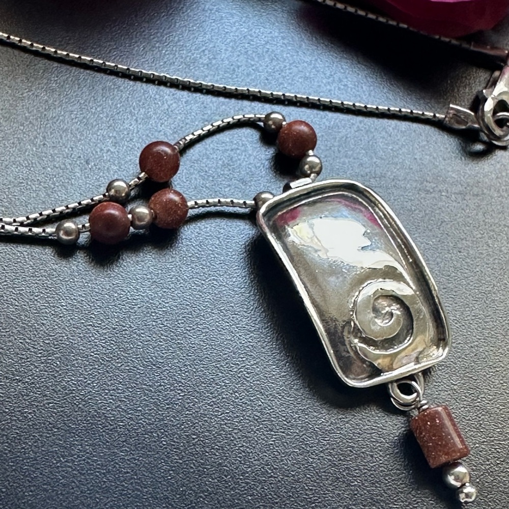 Silpada sterling Silver 925 and sandstone Beaded Necklace